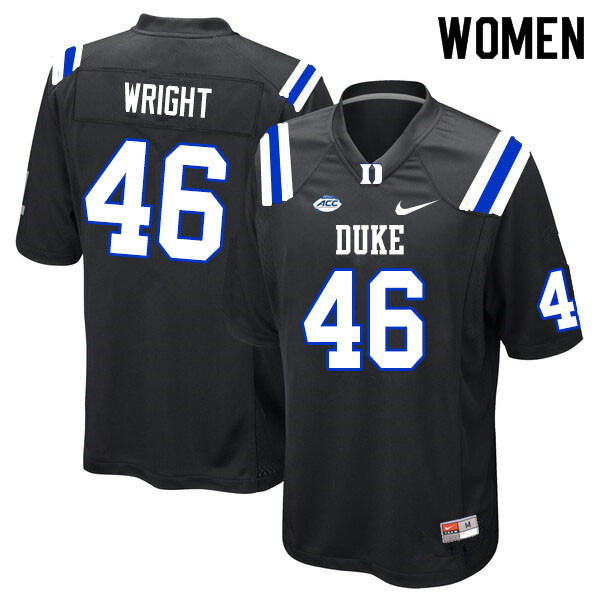 Women #46 Aaron Wright Duke Blue Devils College Football Jerseys Sale-Black